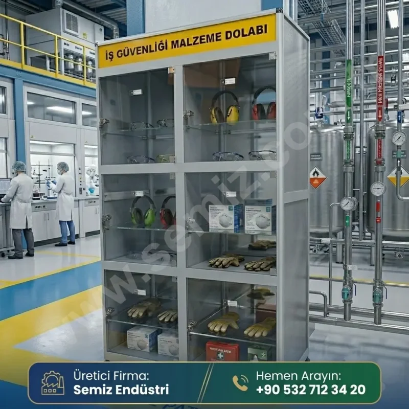 Ergonomik iç tasarıma sahip, havalandırmalı baret dolabı.