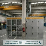 İş güvenliği ekipmanları için tasarlanmış profesyonel metal baret dolabı.